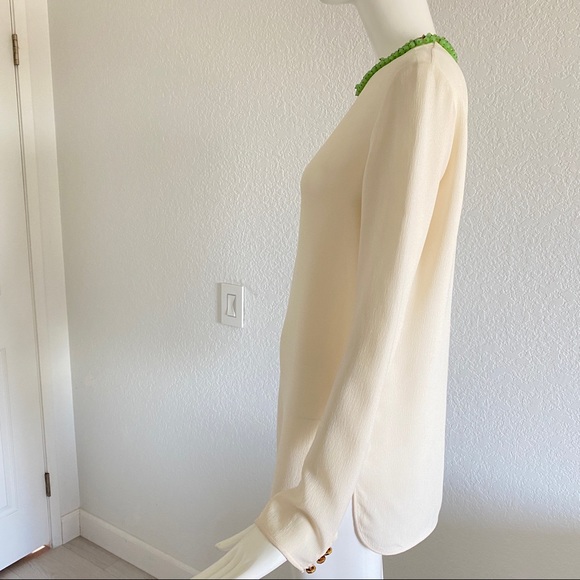 Gucci ivory embellished neckline silk blouse - Picture 6 of 11